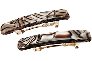 France Luxe Mini Rectangle Barrette, Onyx, Set of 2 - Classic French Design for Everyday Wear