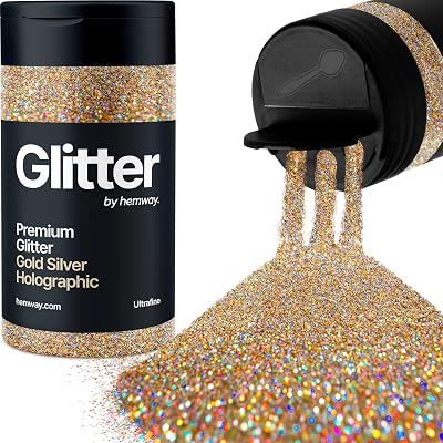 Hemway Holographic Glitter Shaker 130g Ultrafine Gold Silver Flake