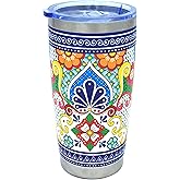 Kuali Tonaltin 20oz Stainless Steel Insulated Tumbler, Colorful Design, Leak Resistant Lid, Travel, Cup Holder Friendly, Eco-Friendly, Re-Usable, Vaso Para Cafe, Aztec, Nahuatl, Talavera