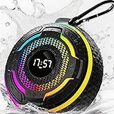Kinglucky Shower Speaker, Upgraded 10W IPX7 Waterproof Bluetooth Speaker with Mic/LED Light, Portable Small Speaker with Magnetic Attraction/Hook/Lanyard,12H Playtime for Bathroom/Outdoor/Beach