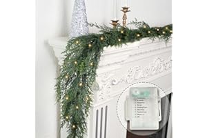 OZFHUA 6 Ft Christmas Pine Garland - Artificial Pine Greenery Garland with Lights for Christmas Table Fireplace Wall Home Decoration