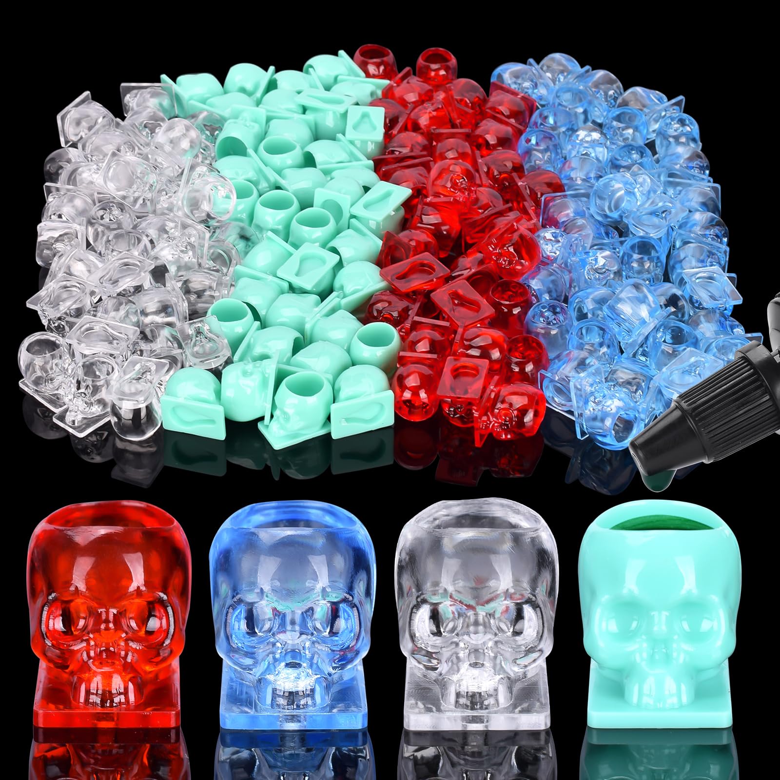 ATOMUS 200pcs Disposable Skull Tattoo Pigment Caps With Square Base for Tattooing Makeup - Ink Holder Supplies