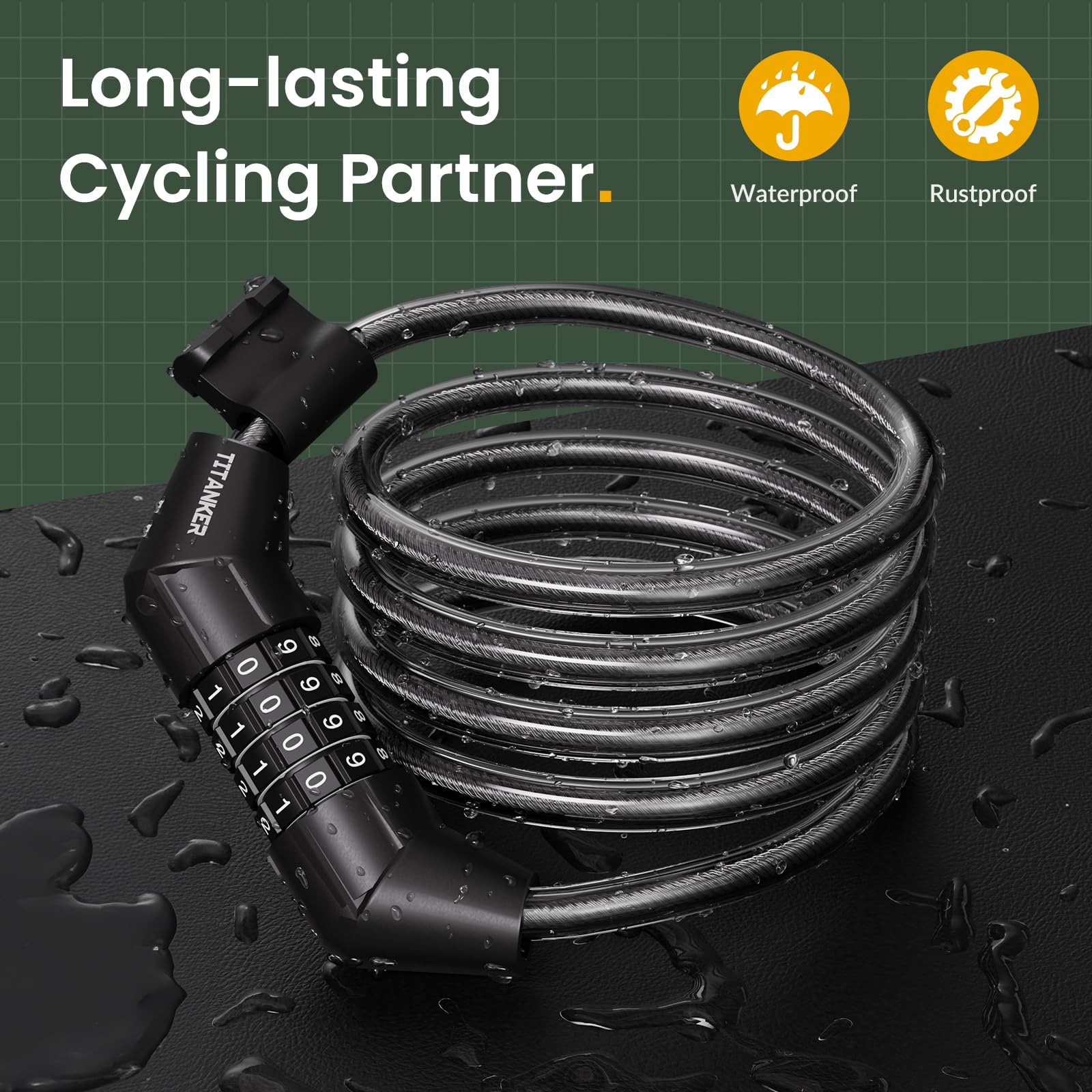 Mua Titanker Bike Lock Cable, 4 Feet Bike Cable Lock Basic Self Coiling