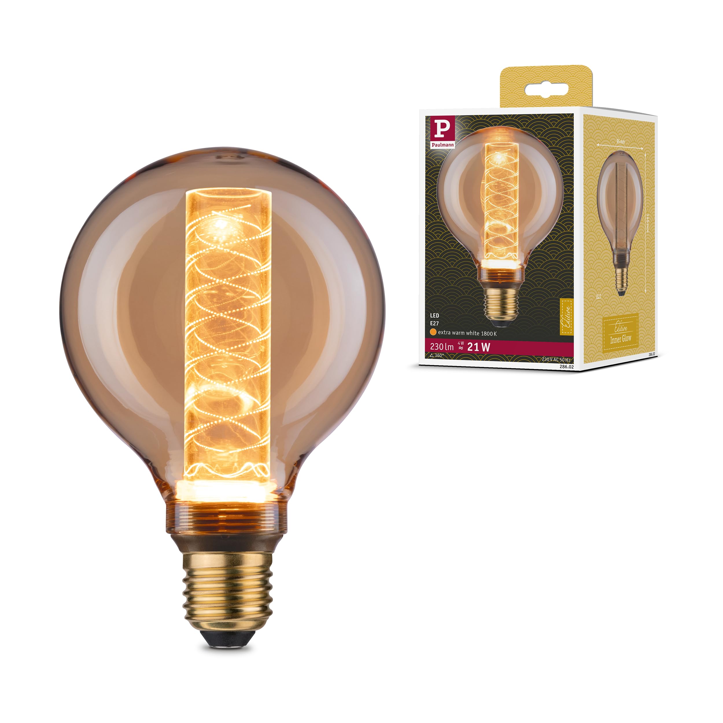 Paulmann 28602 LED lamp G95 Inner Glow 4W Retro lamp Gold with Glass Inner Bulb 1800K Gold Light E27