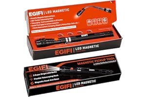 EGIFI Gifts for Him, LED Magnetic Pickup Tools, Telescoping Magnetic Flashlight Pick Up Tool, Christmas Stocking Stuffers for Men Adults, Unique Cool Gifts for Men, Dad, Husband, Black