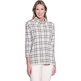 MULTIPLES Women's 3/4 Sleeve Drop Shoulder Cowl Collar Sweater Top