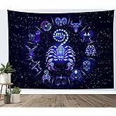 HVEST Scorpio Tapestry Wall Hanging for Teen Bedroom 12 Constellations Hippie Art Tapestries Zodiac Blanket Birthday Gifts Party Decorations for Home Living Room Dorm,60x40 Inches