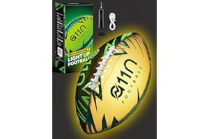 A11N SPORTS Rechargebale Light Up Football with 5 Color Modes, Glow in The Dark Ball Gifts for Kids, Mesh Grip Surface, USB-C Charging, Official Size 6 LED Football, Great for Outdoor Night Play