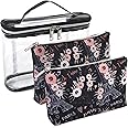 Emma & Chloe 3 Piece Toiletry Bag Set, Waterproof Home or Travel Cosmetic Train Case Makeup Bags for Women with Handle and Zipper (Paris Je T'aime)
