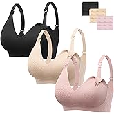 Angelhood Nursing Bras for Breastfeeding, Seamless Wireless Comfort Push up Lace Nursing Maternity Bralette for Pregnancy