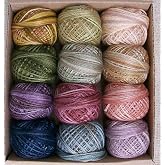 Valdani 3-Strand Floss | Carried Away | 12 Balls | 29 Yds/Ball | 12-Ball Collection, Hand-Dyed Egyptian Cotton, Colorfast, 3-Strand (29 yds/ball), Divisible, Punchneedle-Ready
