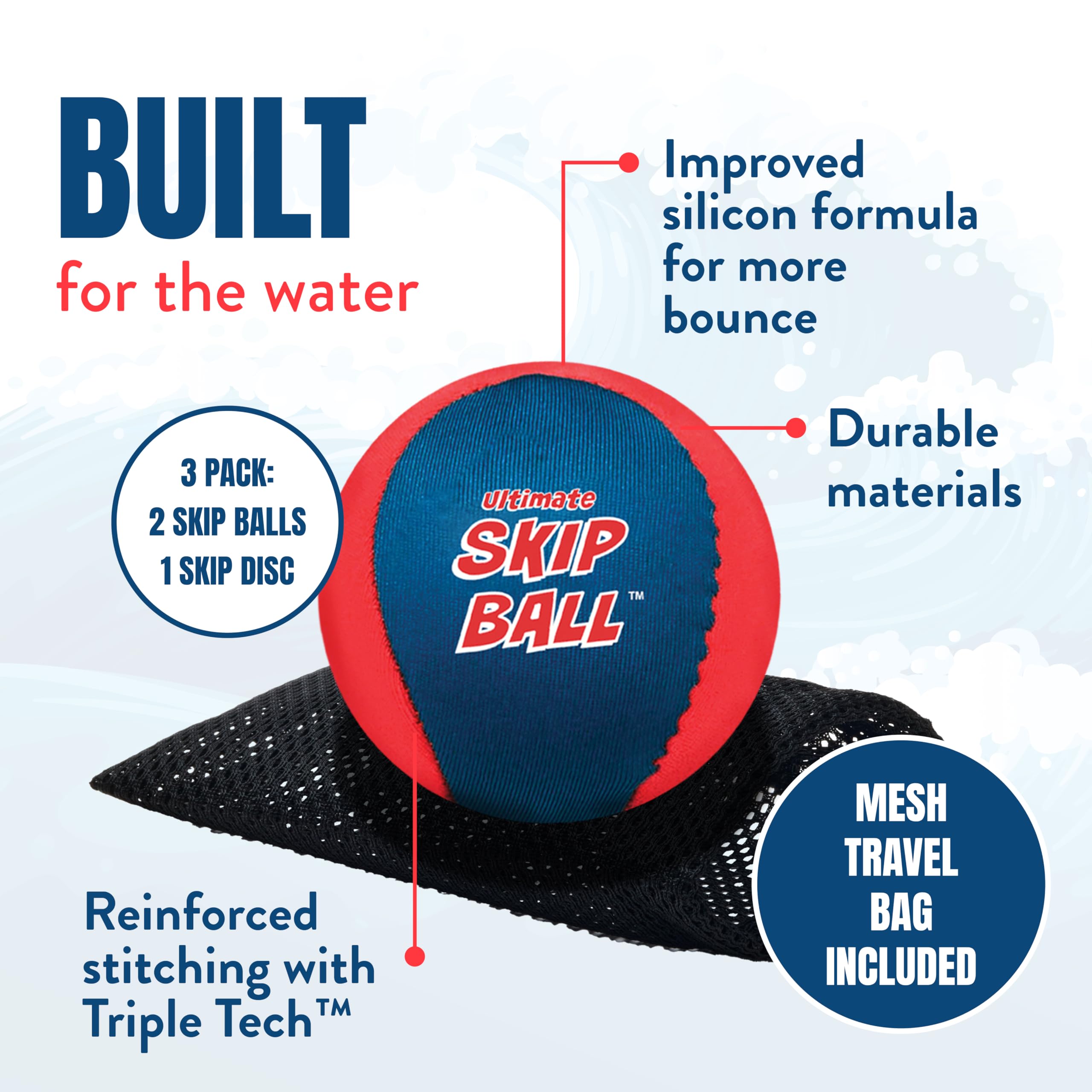 Activ Life The Ultimate Skip Ball – Water Bouncing Ball (2 Pack) Create Lasting Memories with Your Friends & Family at The Beach, Lake or Pool - Great for All Ages