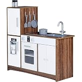 Teamson Kids Little Chef Palm Springs Classic Kids Play Kitchen with 6 Accessories, Natural/White