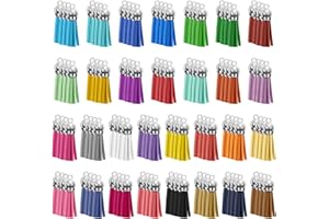 BOUBONI 120 Pack Leather Keychain Tassels Charms Silver White Cap Multicolor Tassels for Jewelry Keychain Making Bracelets Craft Supplies (Multicolor, 38mm)