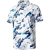 ELETOP Men's Golf Polo Shirts Short Sleeve Moisture Wicking Hawaiian Tropical Polos Performance Golf Shirts for Men Dry Fit