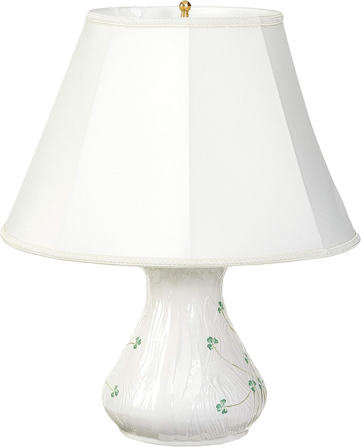 Belleek 1937 Daisy Lamp and Shade, 30.8-Inch, White