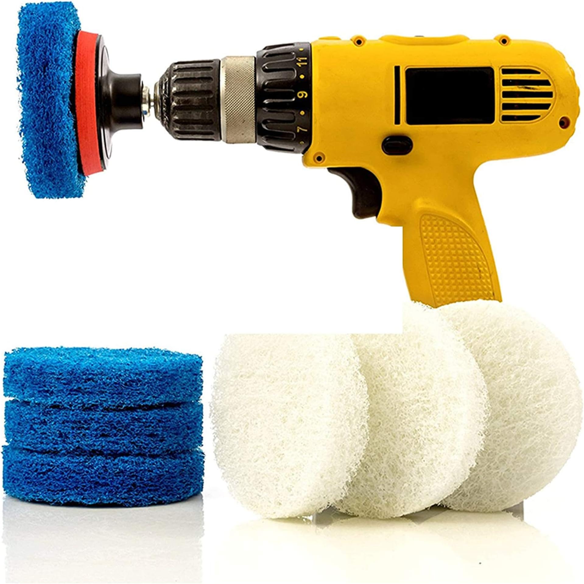 Bathroom & Kitchen Power Scrub Pad Cleaning Kit - 9 Piece Set Includes Extra Scrub Pad - Saves Time & Money