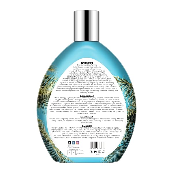 ISLETAN SUMMER GLOW TANNING LOTION ACCELERATOR FOR INDOOR TANNING BEDS & OUTDOOR SUN WITH BRONZER TO GET DARK FAST TAN，SUN BED TANNING LOTION DARK WITH TATTOO PROTECTING FORMULA, DHA FREE, 13.5OZ