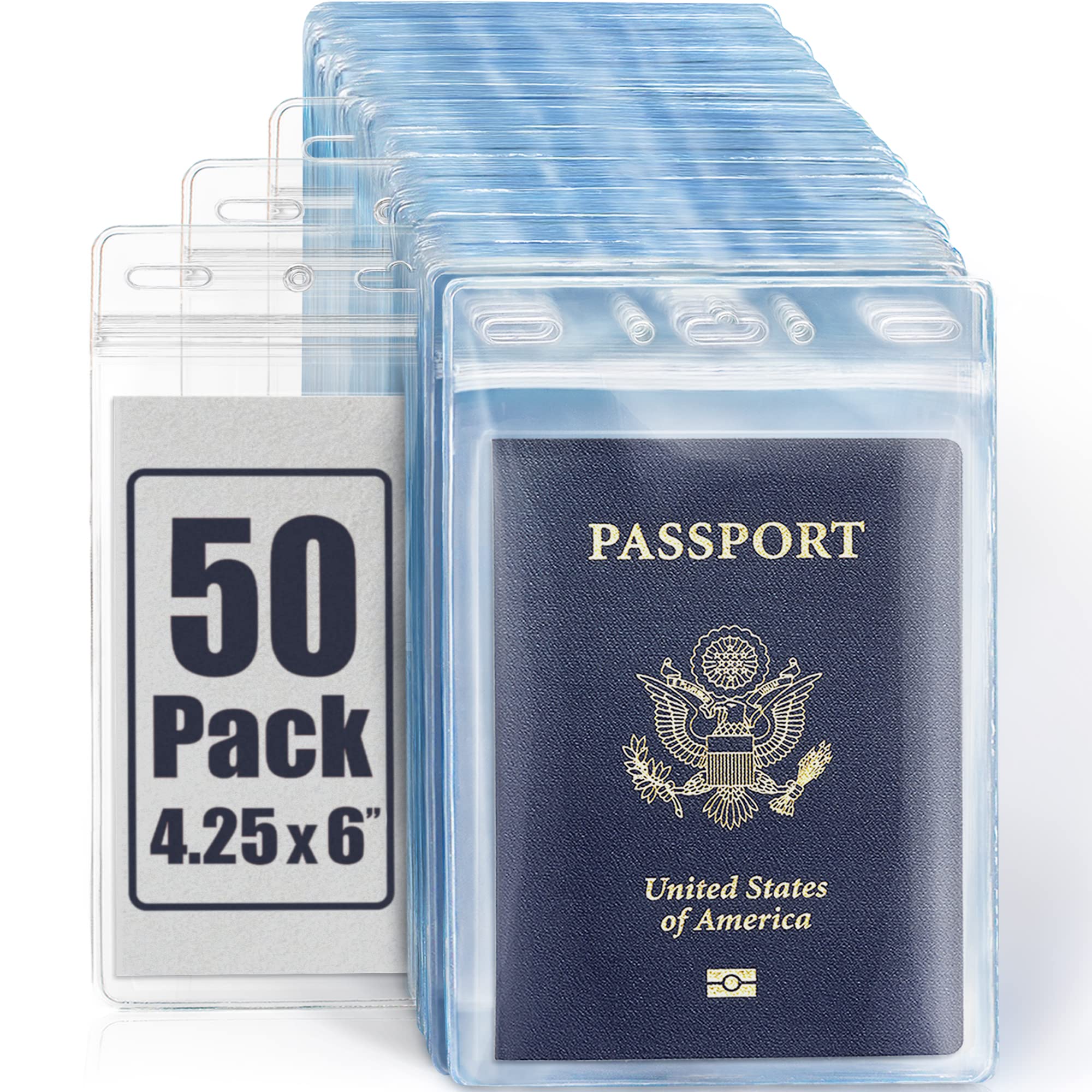 MIFFLIN Passport Holders (Clear, 50 Pack), Extra Large (XXL) ID Name Badge Holder, Waterproof Vertical Plastic Card Holders — image 1