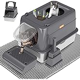 Citylife Stainless Steel Litter Box with Lid Extra Large Enclosed Litter Box with Removable Lid, Cat Litter Mat & Litter Scoo
