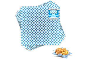 Value + (1000 Count) (12x12 Inch) Wrap Paper Checkered Blue, Sandwich Paper Deli Basket Liner Wrap Food Basket Liners Wrappin