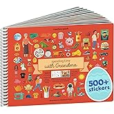 Spending Time with Grandma 500+ Kids Sticker Book by Cupkin Fun Toddler Travel Activity Coloring and Sticker Book, 12 Coloring Pages & Scenes for Children of 2–8 Years, Valentines Gifts for Kids