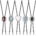 IRONBOX 5Pcs Bolo Tie for Men Handmade Western Cowboy Leather Necktie Totem Element Halloween Costume Accessories