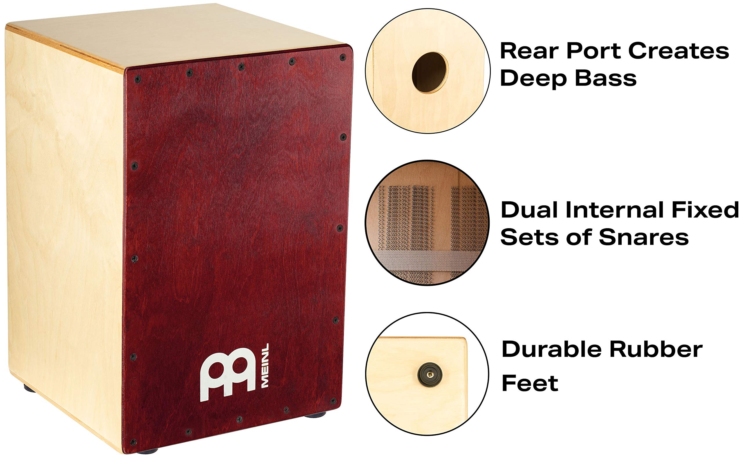 Meinl Cajon Box Drum with Internal Snares and FREE Bag MADE IN EUROPE Baltic Birch Wood Full