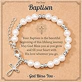 Tarsus Pearl Cross Bracelet for Girls - First Communion, Baptism, Easter, Little Girl Gifts for Daughter Granddaughter Godchild
