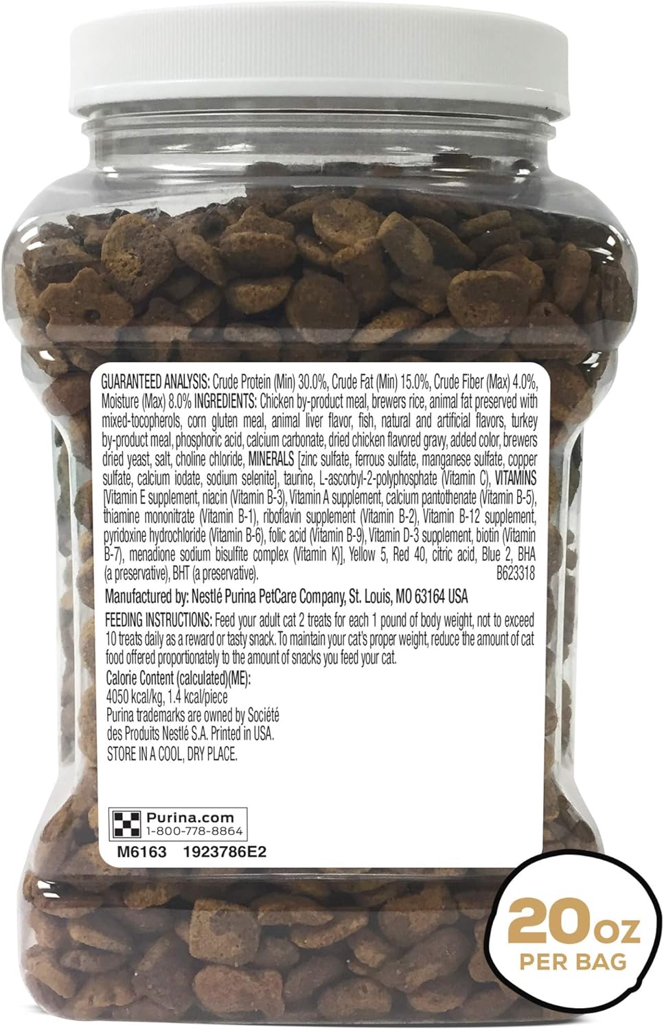 Purina Friskies Made in USA Facilities Cat Treats, Party Mix Crunch Gravylicious Chicken & Gravy Flavors - 20 oz. Canister : Pet Supplies