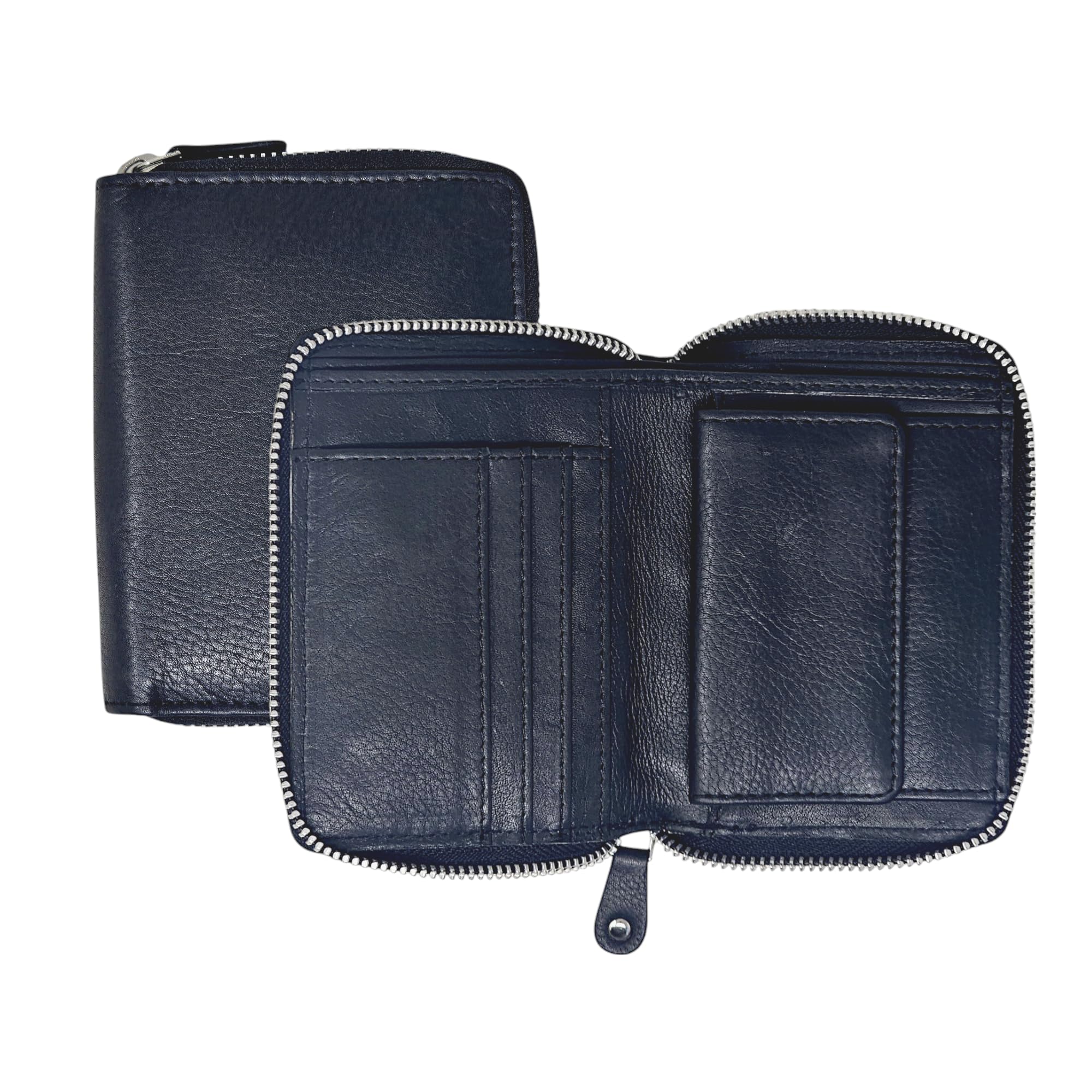 STARHIDE Women Slim Wallet, RFID Blocking Full Zip Around Genuine Leather Purse with Coin Pocket, Gift Boxed 5550 (Black)