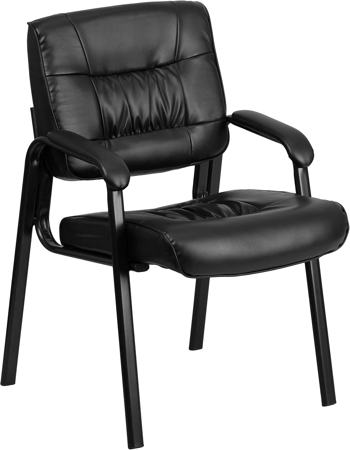 Flash Furniture Side Chair, Black Leather/Black Frame: Furniture & Decor