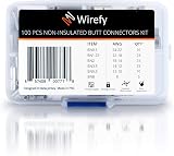 Wirefy 100pc Non Insulated Butt Connectors Kit 24-8 AWG Pure Copper Crimp Wire view 8