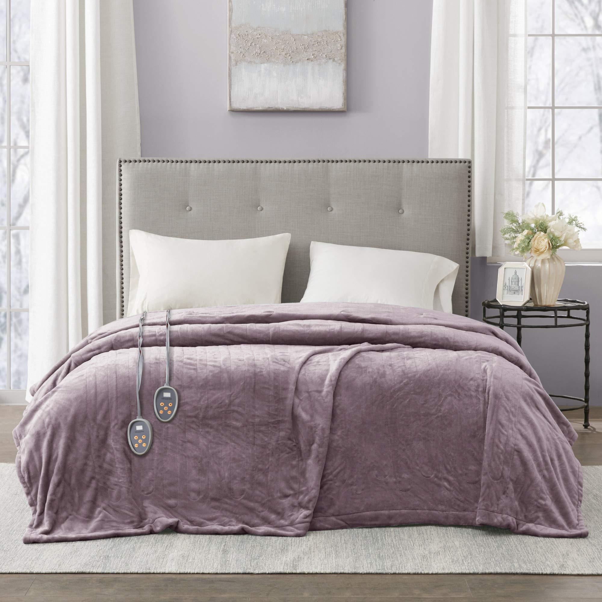 View 1 of **NO REMOTE*( Beautyrest Heated Plush Elect Electric Blanket with 20 Heat Level Setting Controllers Equip with Secure Comfort Technology and 10 Hours Auto Shut Off, King: 90x100, Lavender,BR54-0657