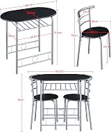 Yaheetech 3 Piece Dining Set Modern Round Table 2 Chairs Wine Rack Black view 3