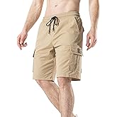 CARTBIKE Men's Cargo Shorts Cotton Drawstring Summer Stretch Relaxed Fit with 6 Pockets Mens Work Short