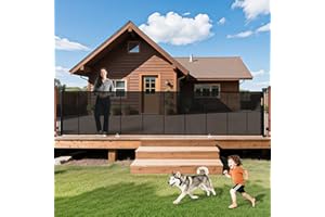 PRAVOLUXMAX 236" Retractable Baby Gates Dog Gate Extra Wide, 42" Tall Child Pet Safety Gate with Reinforced Strips for Stairs, Long Mesh Garage Gates Fence for Outdoor Indoor Large Openings Driveway Decks Patio