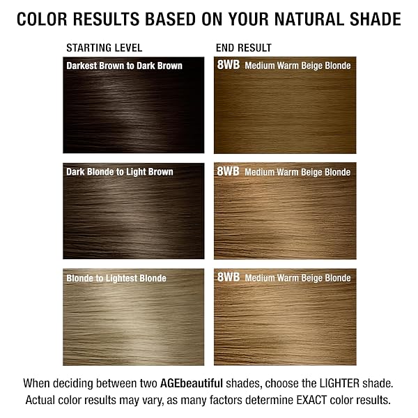 AGE BEAUTIFUL PERMANENT HAIR DYE 8WB MEDIUM WARM BEIGE BLONDE – WARM BLONDE / BEIGE BLONDE HAIR COLOR CREAM WITH 100% GRAY COVERAGE, ANTI-AGING BIOTIN FORMULA FOR THICKER, FULLER HAIR, SALON QUALITY