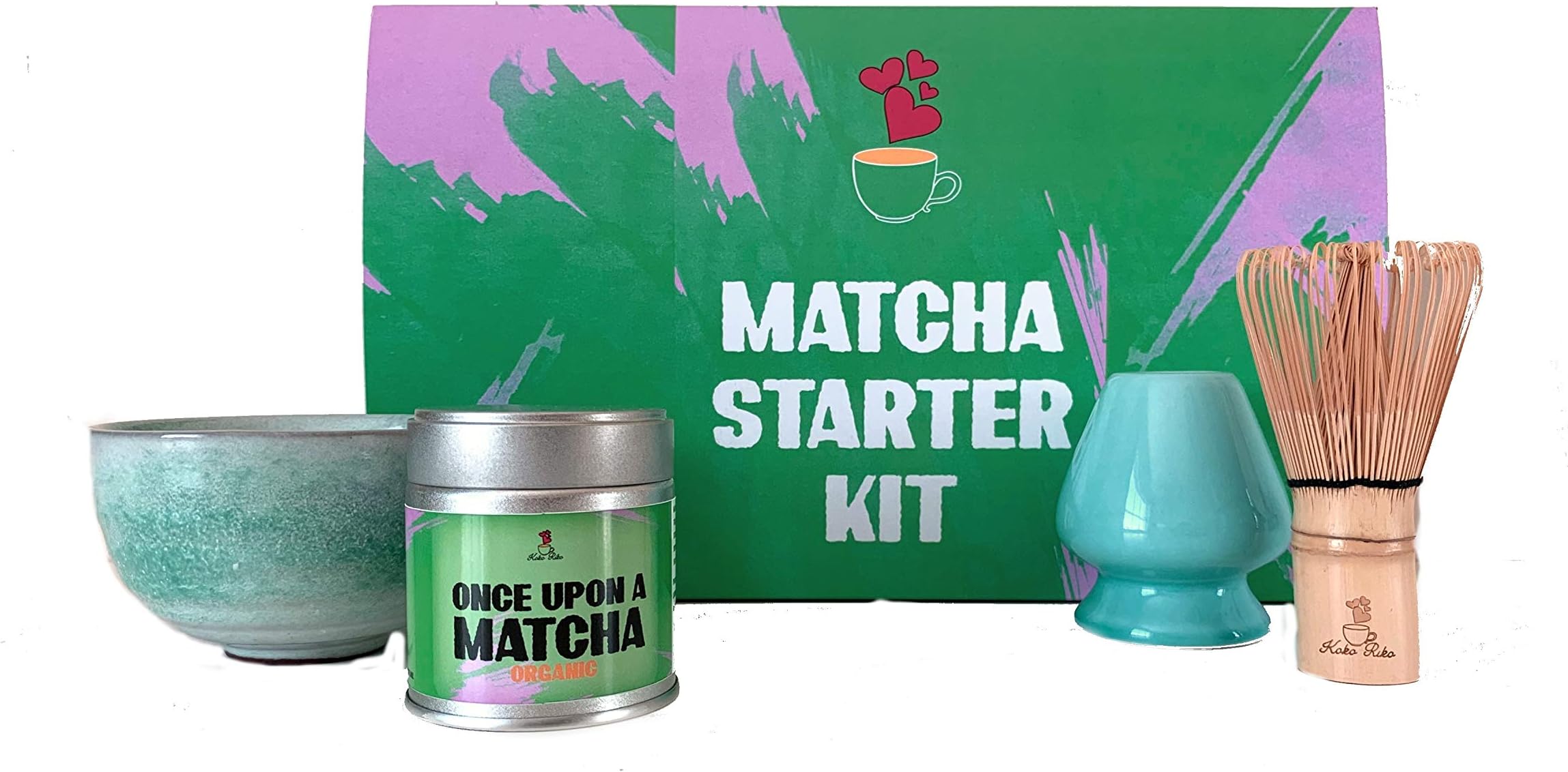 Matcha Green Tea Set – Ceremonial AAA Grade Organic Matcha | Matcha Whisk, Matcha Whisk Holder, Premium Organic Matcha, Matcha Bowl | Japanese Durable Materials – by Koko Riko Tea