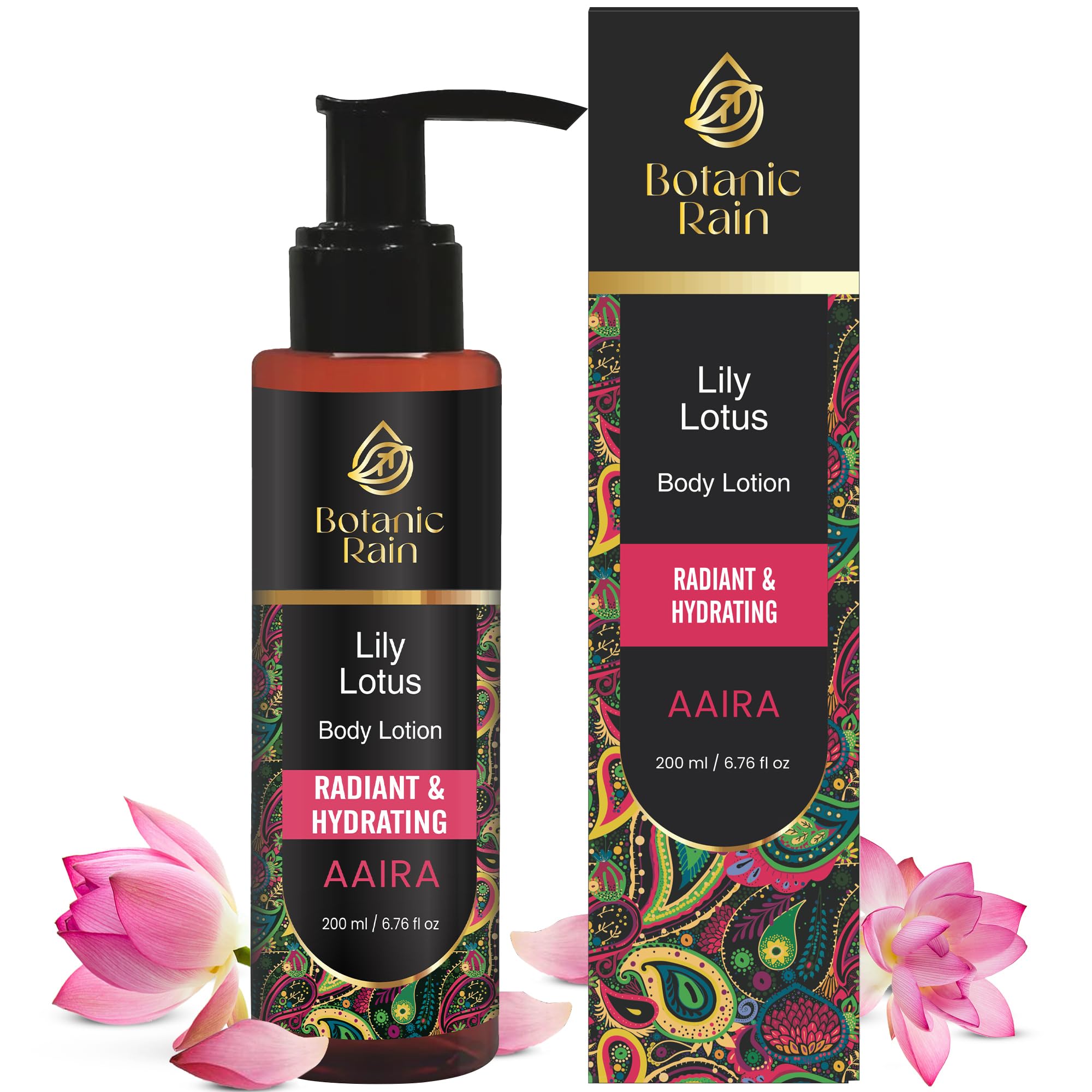 Botanic Rain Organic Body Lotion With Lily & Lotus - Ayurvedic, Natural Body Lotion, Vegan, and Cruelty-Free