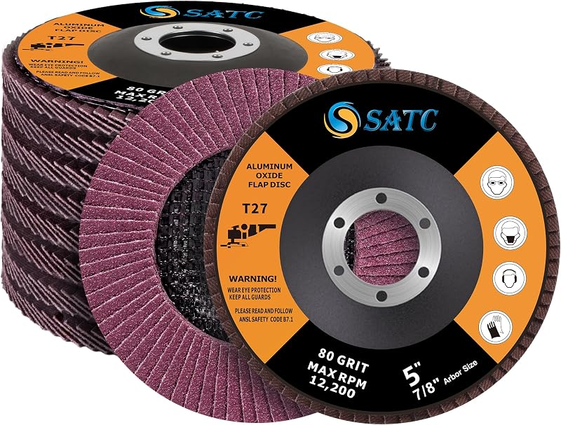 SATC Flap Discs 125mm 10 Pack 80 Grit T27 for Grinding Angle Grinder