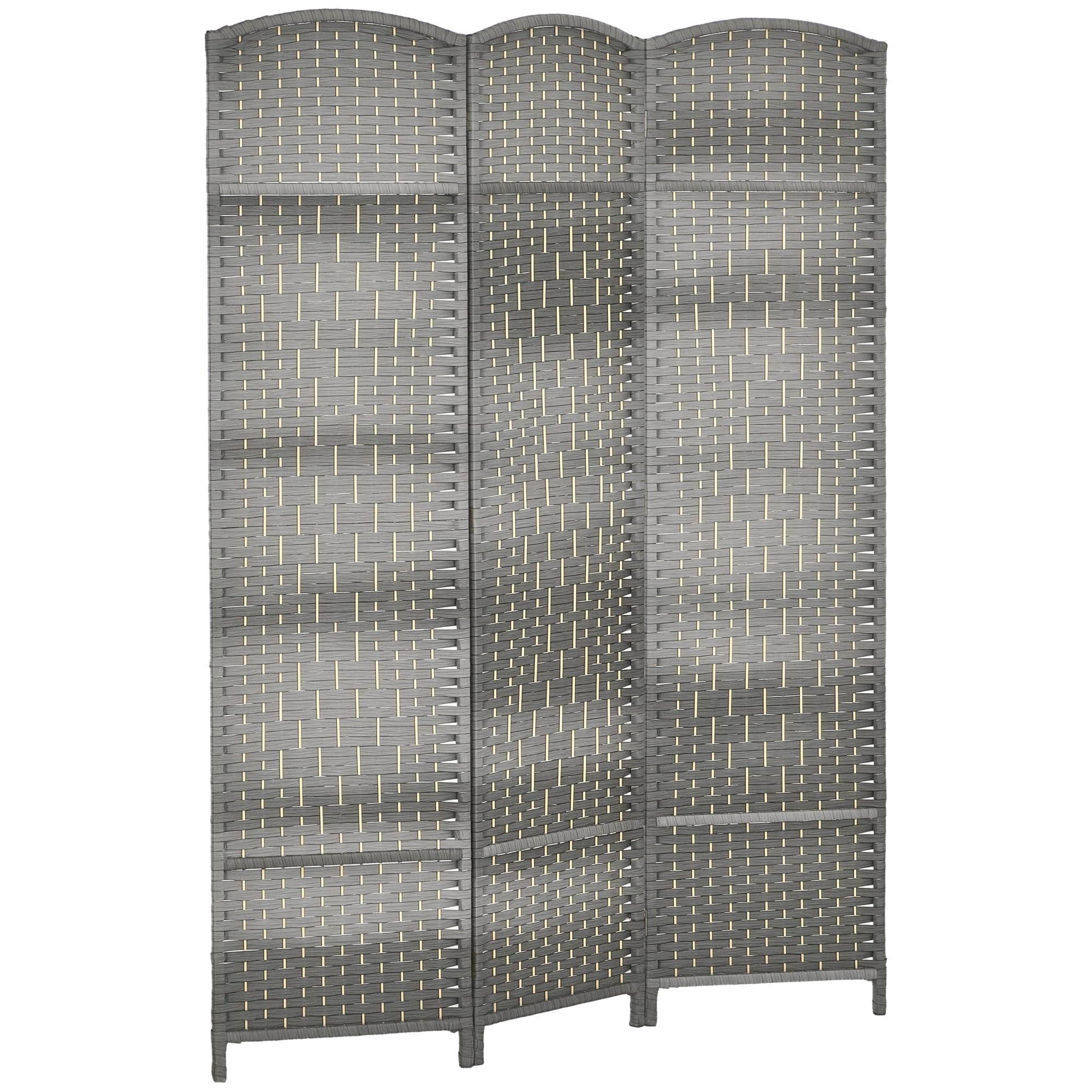 Photo 1 of HOMCOM 3 Panel Room Divider, 6' Tall Folding Privacy Screen, Hand-Woven Freestanding Wall Partition for Home Office, Bedroom, Mixed Gray