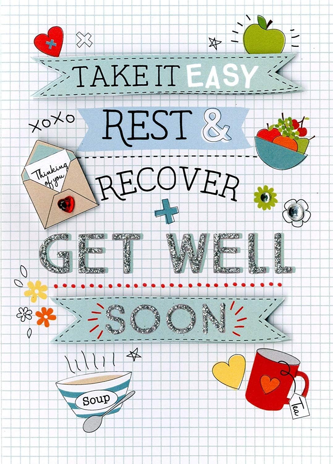 Get Well Soon Greeting Card Second Nature Just to Say Cards, Multicolor, 12cm x 17cm