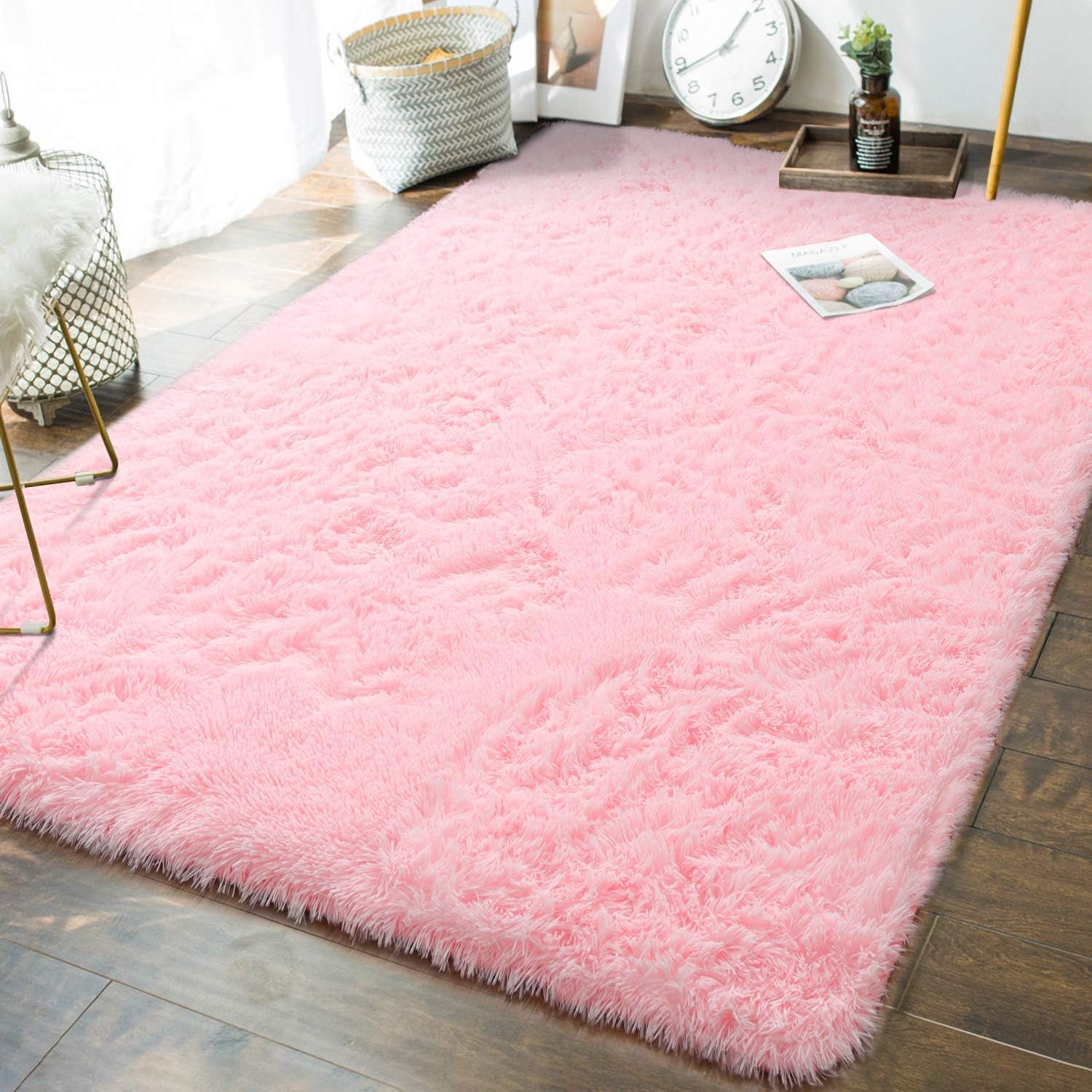 Rantom Household Blanket Super Soft Faux Fur Rug for Bedroom Sofa Living Room Area Rugs (Pink, 80 x 160cm)