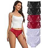 Cinvik High Waisted Underwear for Women Lace Briefs Curvy Silky French Cut Panties Multipack