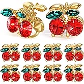 Suncalla 10 Pcs Cherry Small Hair Clips for Women Girls Cute Rhinestone Claw Clips Mini Cherry Hair Accessories for Holding Thin Thick Headwear Gifts