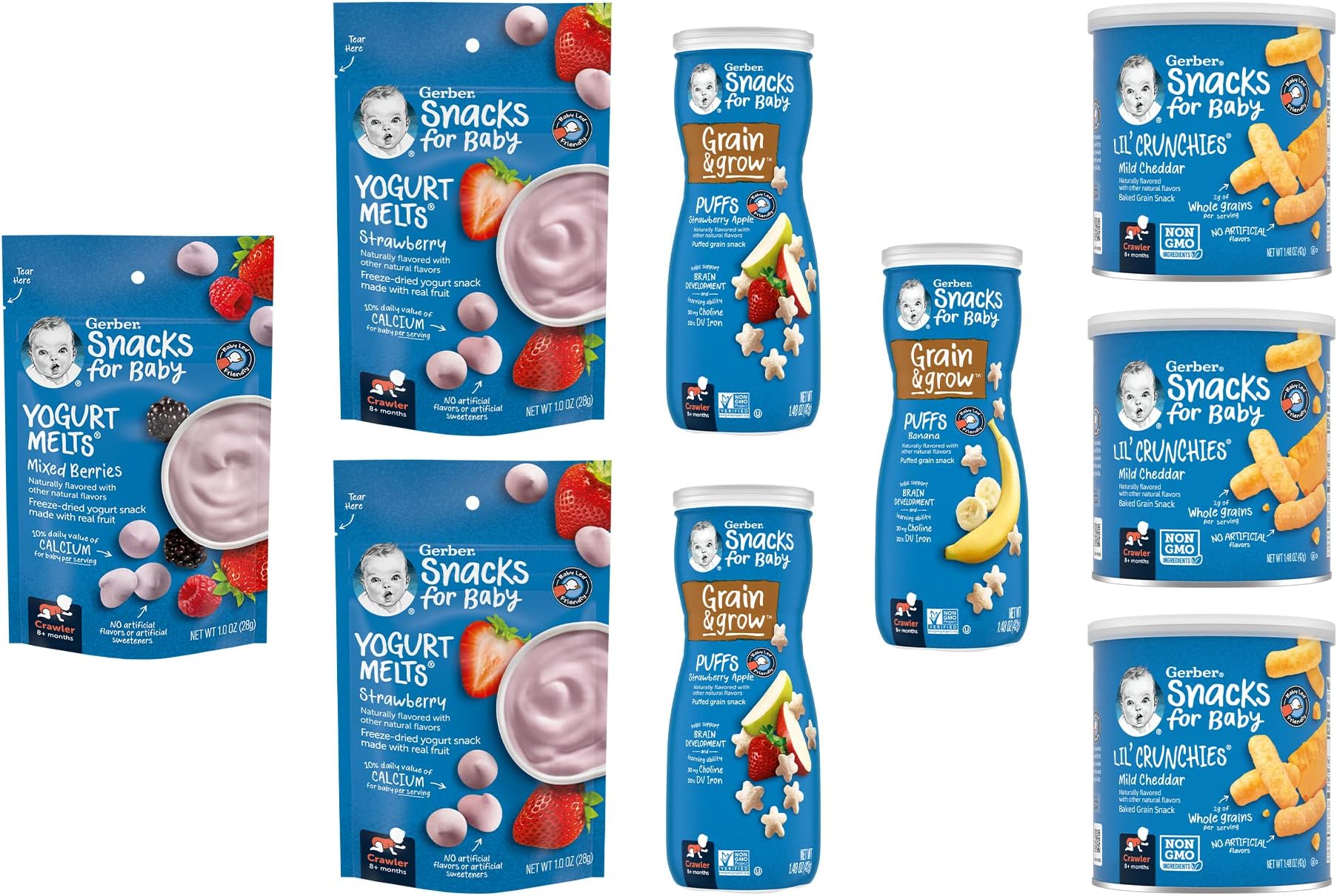 Gerber Snacks for Baby Variety Pack, Yogurt Melts, Puffs and Lil