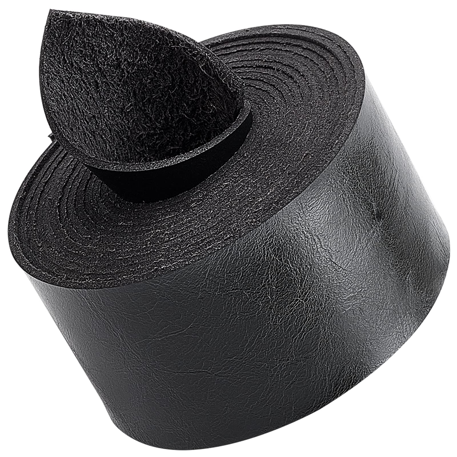 GORGECRAFT 78 Inch 1.5 Inch Wide Leather Strap Black Single Flat Cord Sided Lychee Pattern Leather Strips for DIY Crafts Projects Clothing Jewelry Wrapping Making Bag Furniture Handles