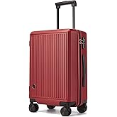 Hulsin Carry on Luggage with Spinner Wheels, 22x14x9 Airline Approved Carry-on Suitcase, Small Hardside Luggage with TSA Lock,Hard Shell Suitcase,Hard Case for Travel (Red, 20-Inch)