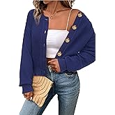 Arach&Cloz Womens Waffle Cropped Cardigan Ultra Stretchy 2025 Spring Soft Chunky Button Business Casual Sweaters